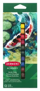 Akriliniai dažai Derwent Academy 12 spalvų po 12 ml