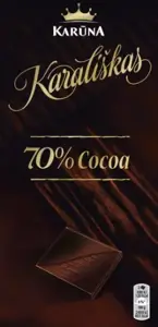 Šokoladas Karūna 70% Cacao, 100g, juodasis