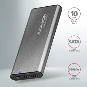 AXAGON EEM2-SG2 USB-C 3.2 Gen 2 - M.2 NVMe / SATA SSD 30-80 mm ALU dėžutė