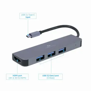 GEMBIRD A-CM-COMBO2-01 kelių prievadų adapteris C tipo USB 2in1 HUB USB HDMI