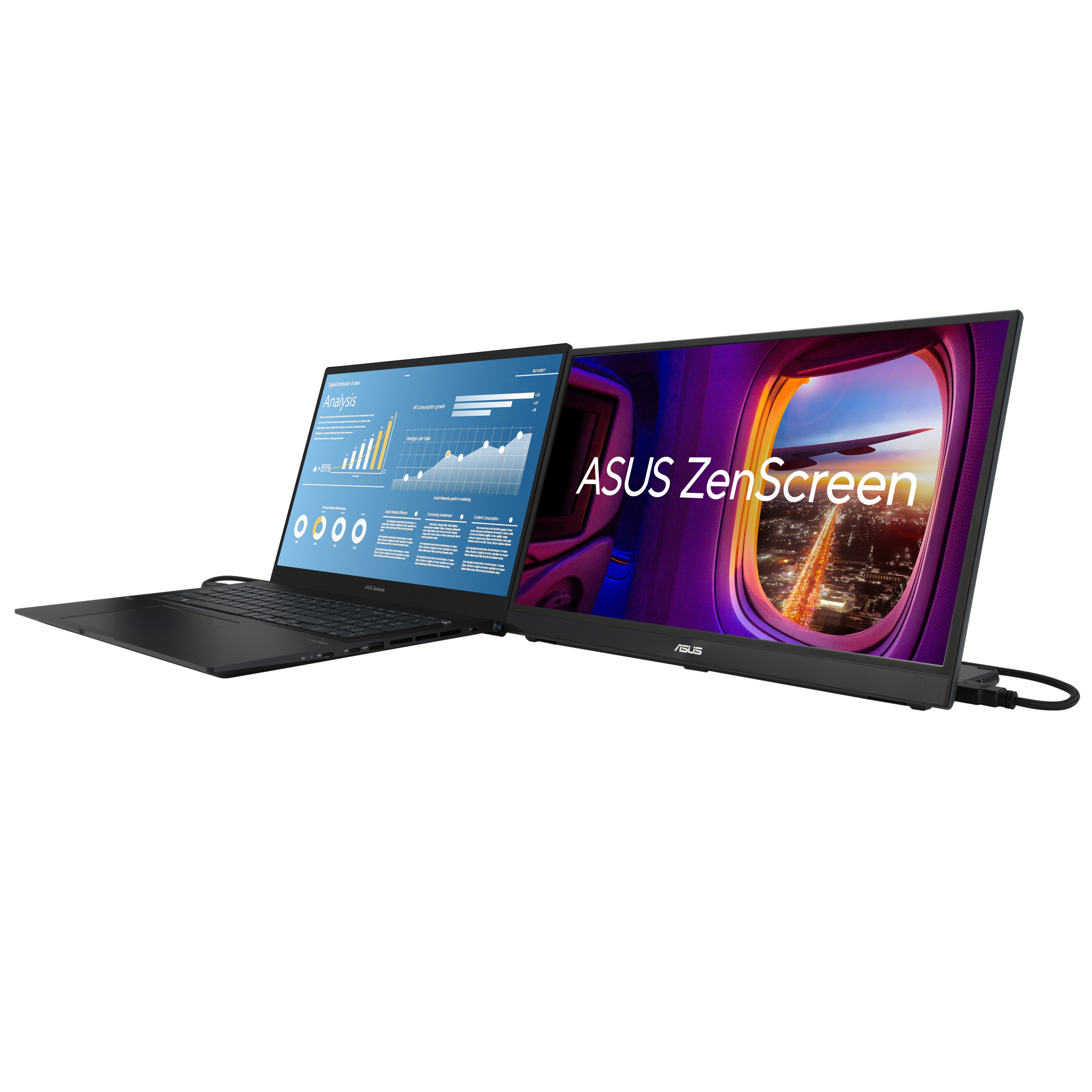 ASUS ZenScreen MB17AHG 17,3 colių IPS WLED 1920x1080 144Hz 300cd/m2 5 ms HDMI USB Type-C