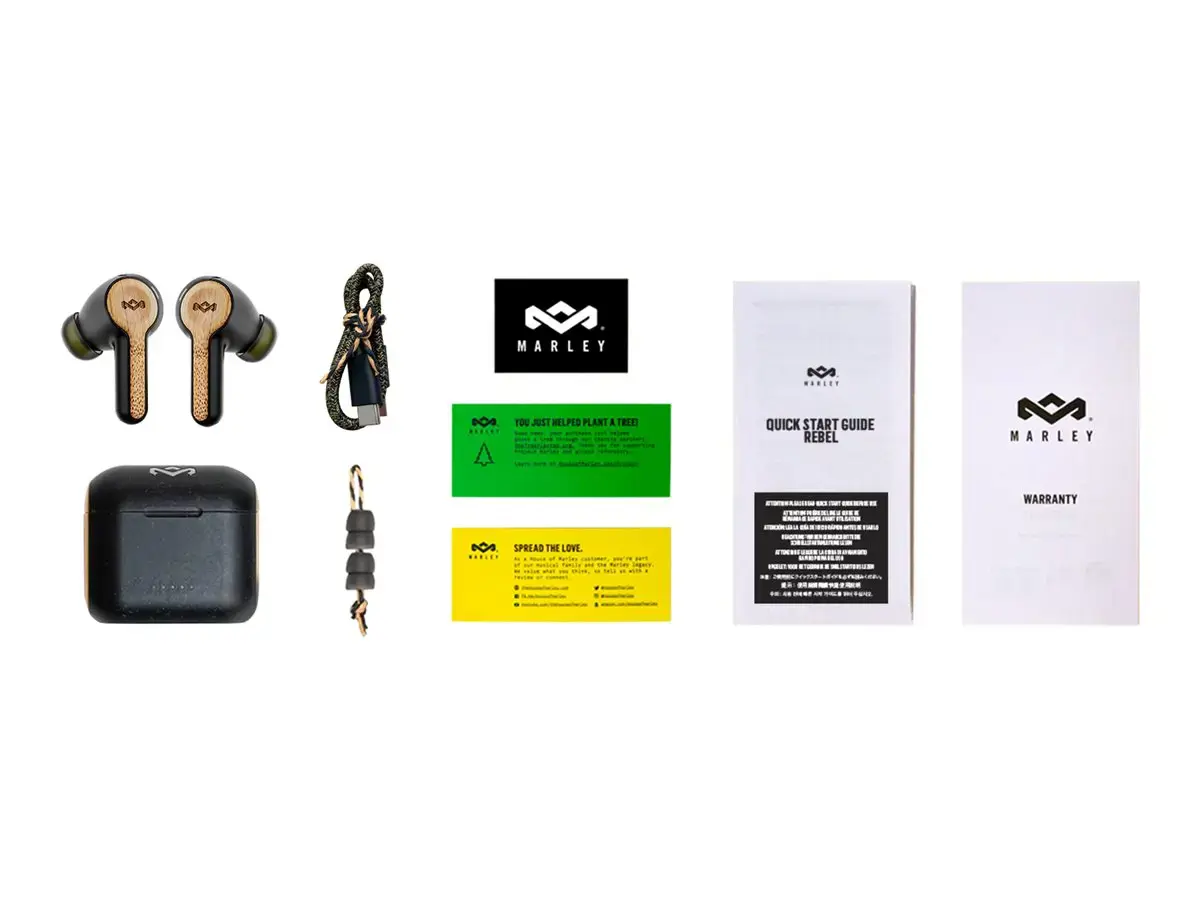 "Marley Rebel True Earbuds" Integruotas mikrofonas, į ausis, belaidės, signatūrinės juodos spalvos
