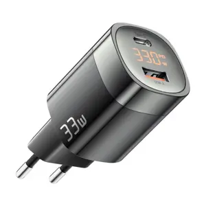 Wall charger, Essager, ECTCA-LYB01-Z, GaN, USB-A, USB-C, 33W (black)