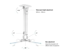 "Multibrackets M" universalus projektoriaus lubinis laikiklis I, lubinis, 5 kg, baltas, rankinis, 150-630 mm, 360°