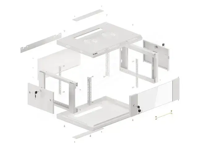 LANBERG WF01-6404-10S "Lanberg" sieninė spinta 19 išardoma plokščia pakuotė 4U/600x450 mm pilka