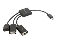 GEMBIRD UHB-OTG-02 Gembird kabelis Micro USB OTG BM -> 2x USB AF + micro BF, 0,15 m