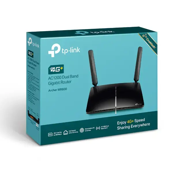 TP-LINK 4G+ LTE maršrutizatorius Archer MR600 802.11ac, 300+867 Mbit/s, 10/100/1000 Mbit/s, Ethernet LAN (RJ-45) prievadai 3, 4G, 2x nuimama antena, LTE cat 6