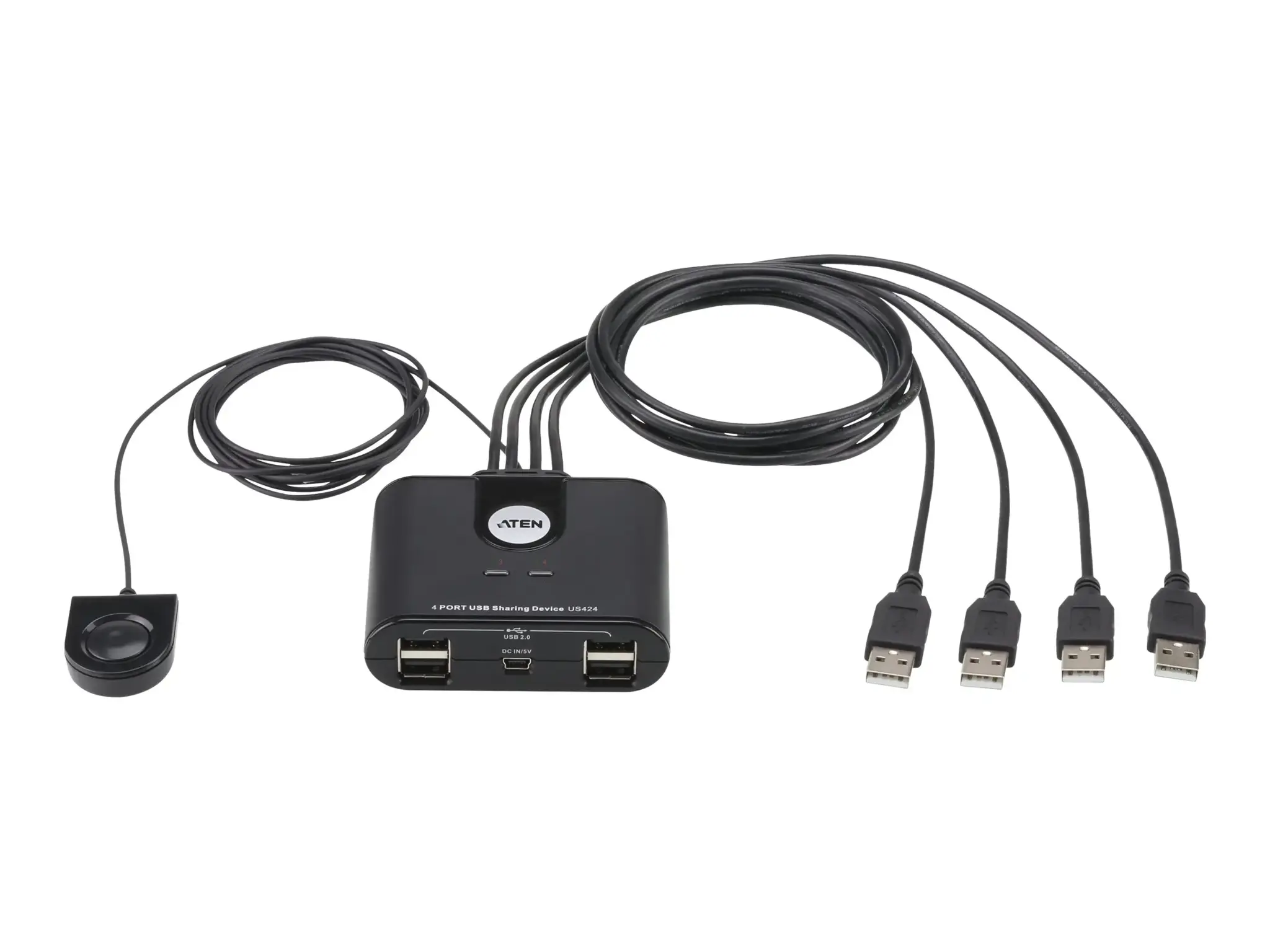 ATEN 4 prievadų USB 2.0 periferinių įrenginių bendrinimo įrenginys, juodas