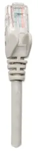 INTELLINET tinklo kabelis Cat5e U/UTP 3,0 m 10 pėdų pilkos spalvos RJ-45 vyriškasis / RJ-45 vyriškasis Snagless paauksuoti kontaktai Polybag