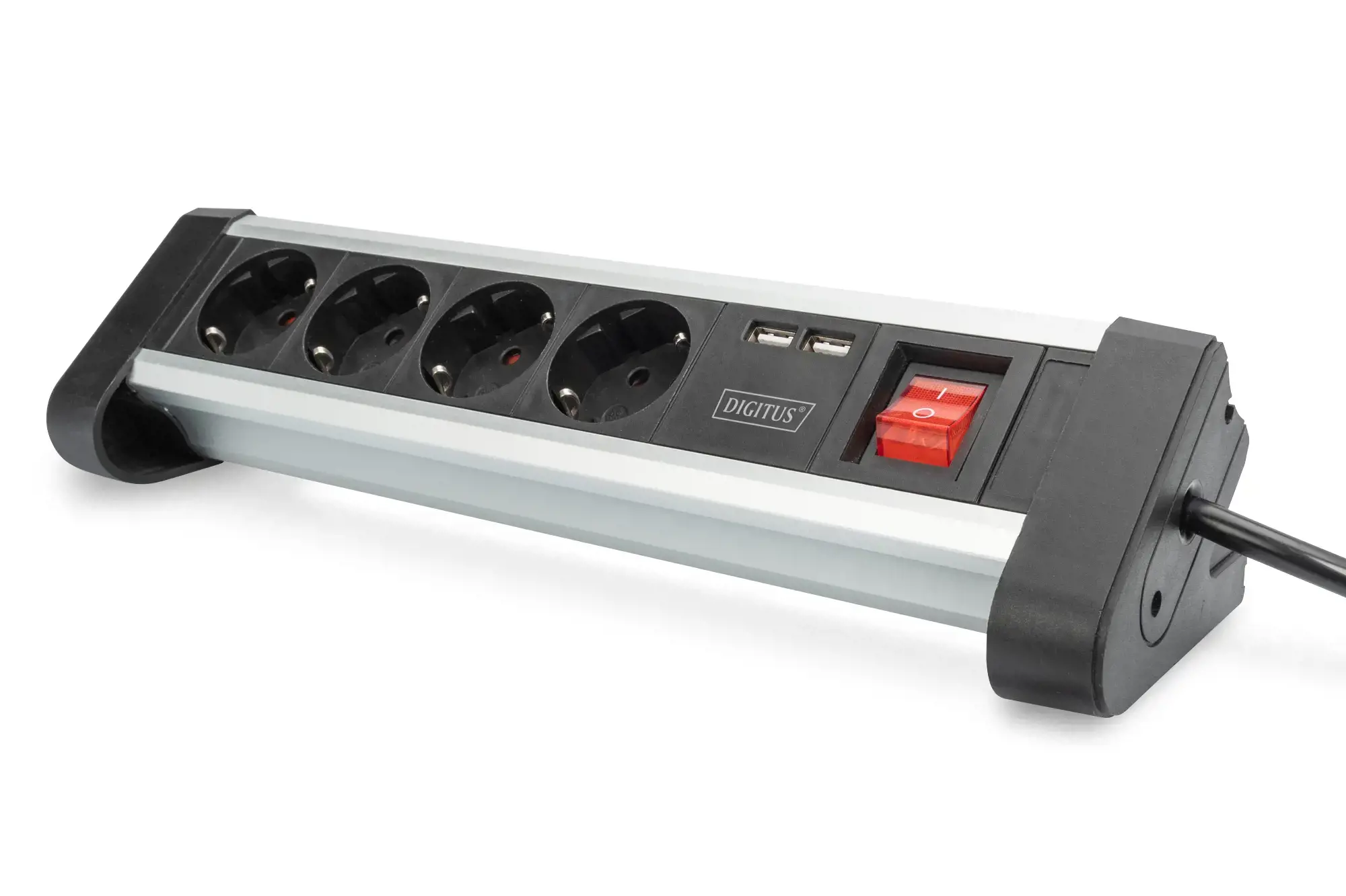 DIGITUS DA-70614 DIGITUS 4 krypčių biuro kištukinių lizdų juostelė su 2x USB prievadais