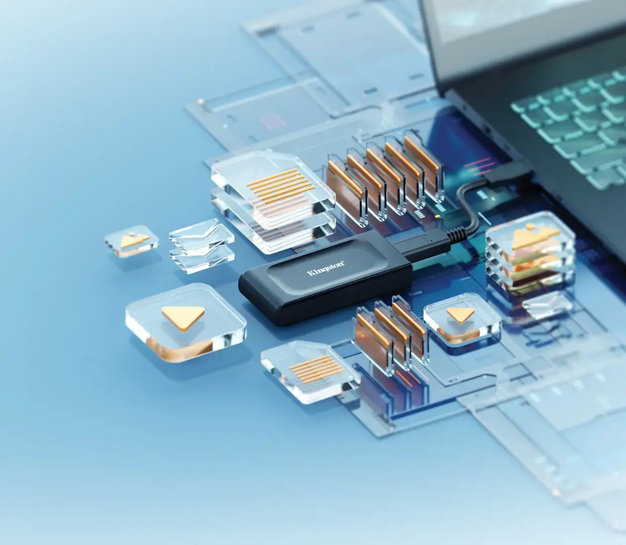 KINGSTON XS1000 2 TB SSD kišeninio dydžio USB 3.2 Gen 2 išorinis kietasis diskas iki 1050 MB/s