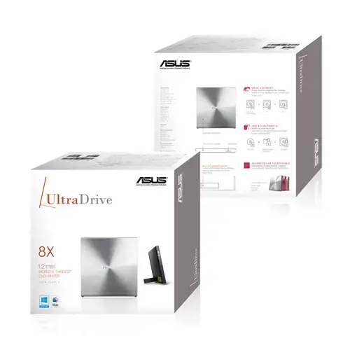 ASUS SDRW-08U5S-U, metalinis, vertikalus/horizontalus, nešiojamasis kompiuteris, DVD Super Multi DL, USB 2.0, CD, CD-R, CD-ROM, CD-RW, DVD, DVD+R, DVD+R DL, DVD+RW, DVD-R, DVD-R DL, DVD-RAM, DVD-ROM, DVD-RW