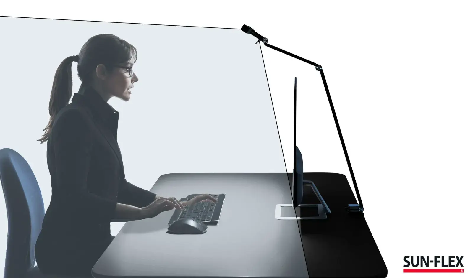 Stalinis šviestuvas SUN-FLEX®SCREENLITE, ekranui apšviesti, juodas