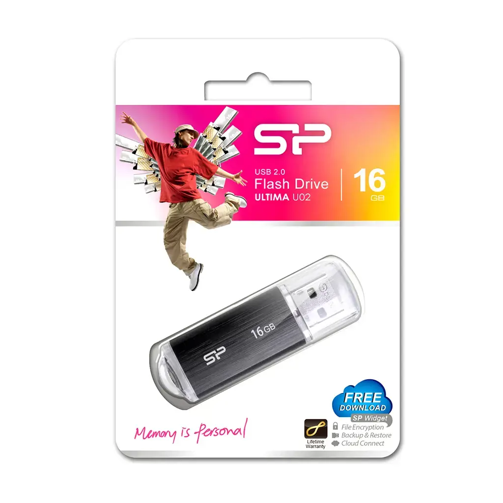 SILICONPOW SP016GBUF2U02V1K Silicon Power atmintinė USB Ultima U02 16GB USB 2.0 juoda