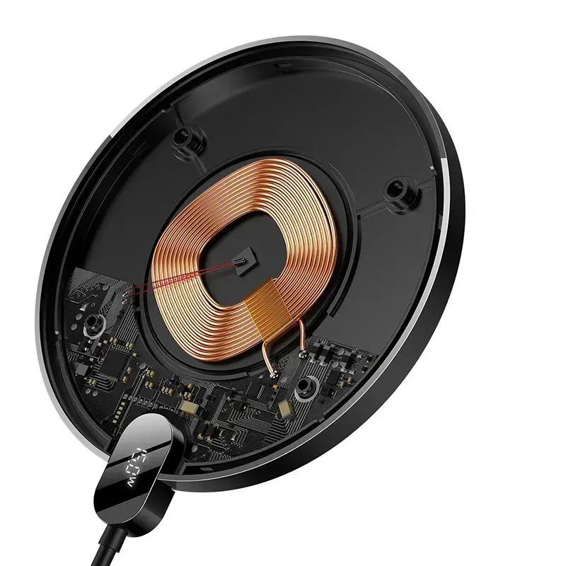 Indukcinis belaidis įkroviklis "Baseus Digital LED 15W" (juodas)