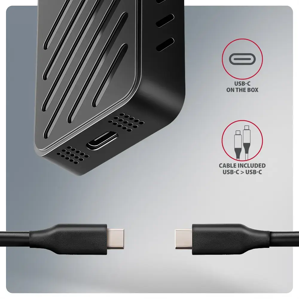 AXAGON USB-C 20Gbps - M.2 NVMe SSD ARMORED Box | EEM2-20G