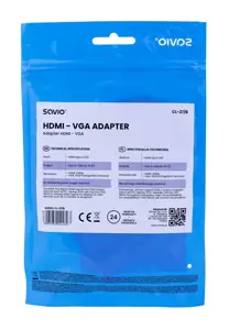 "Savio" CL-27B vaizdo kabelio adapteris HDMI A tipo (standartinis) VGA (D-Sub), baltas