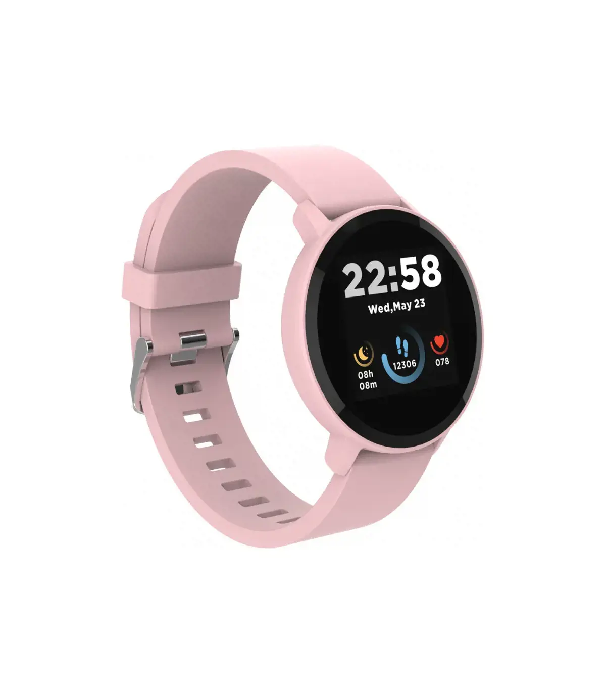 CANYON Išmanusis laikrodis, 1,3 colio IPS jutiklinis ekranas, apvalus laikrodis, IP68 atsparus vandeniui, daugiasportinis režimas, BT5.0, suderinamas su "iOS" ir "Android", rausvas, šeimininkas: 25,2*42,5*10,7 mm, dirželis: 20*250 mm, 45 g