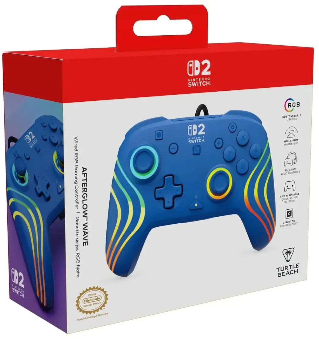 Turtle Beach wired controller Afterglow Wave Nintendo Switch 2, blue