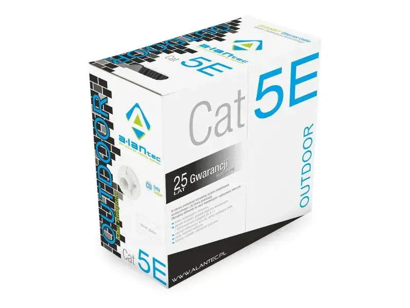 "A-LAN" tinklo kabelio laidas, lauko gelinis, 100 % varinis KIU5OUTZ305 (UTP; 305 m; cat 5e; spalva juoda).