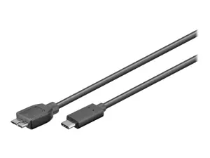 "Goobay" 67995 USB-C ir micro-B 3.0 kabelis Apvalus kabelis, itin spartus duomenų perdavimas - USB-C kabelis palaiko iki 5 Gb/s duomenų perdavimo spartą - 10 kartų spartesnę nei USB 2.0; greitojo įkrovimo funkcija - USB-C įkrovimo kabelis, skirtas itin sparčiai sinchronizuoti ir įkrauti iki 15 W galios USB-C įrenginius, 0,6 m, USB-C (vyriškas), micro-B 3.0, juodas