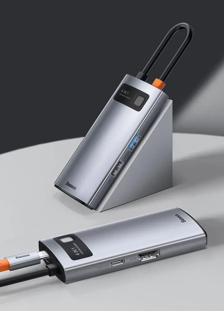 Baseus Metal Gleam 4in1 multifunctional HUB USB Type C - USB Type C Power Delivery 100 W | HDMI 4K 30 Hz | 1x USB 3.2 Gen 1 | 1x USB 2.0 (CAHUB-CY0G)