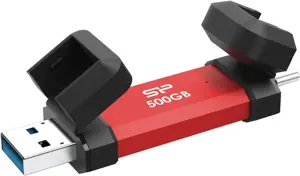 Silicon Power DS72 | 500 GB | USB Type-A/USB Type-C 3.2 Gen 2 | Red