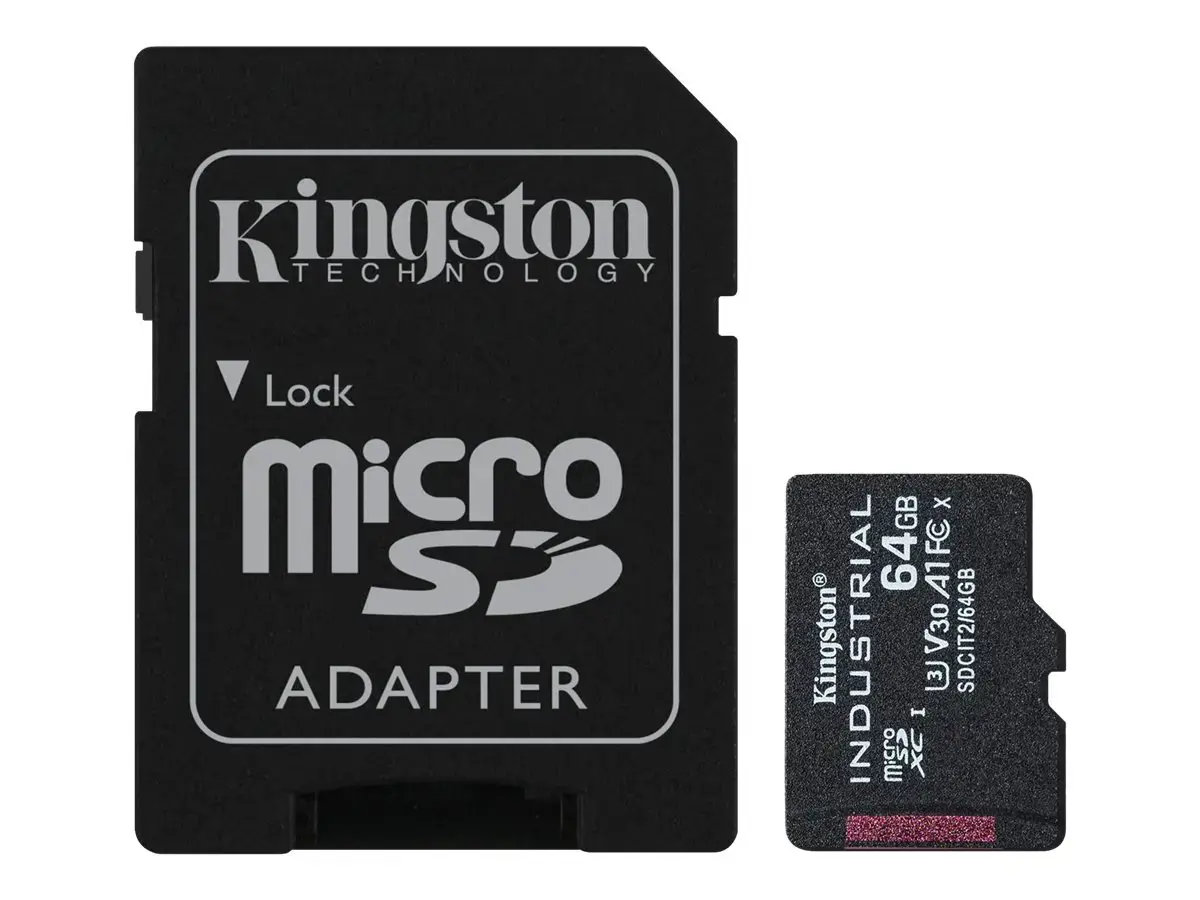 Kingston Technology Industrial, 64 GB, MicroSDXC, Class 10, UHS-I, Class 3 (U3), V30