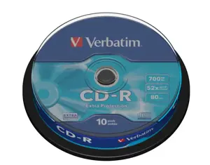 VERBATIM CD-R 80 min. / 700 MB 52x 10 vnt. su "DataLife Plus" verpstėmis, papildomas apsauginis pav…