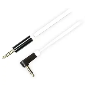 Mob. telefono kabelis DELTACO garso,3.5mm-3.5mm kampinis,0.5m,baltas lankstus / AUD-122