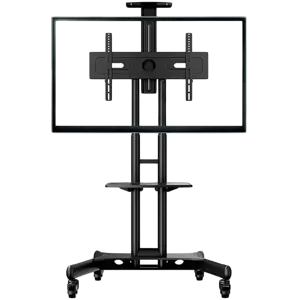 ONKRON Mobile TV Stand for 40-70” TVs with Wheels Shelves Height Adjustable Rolling TV Cart, Black