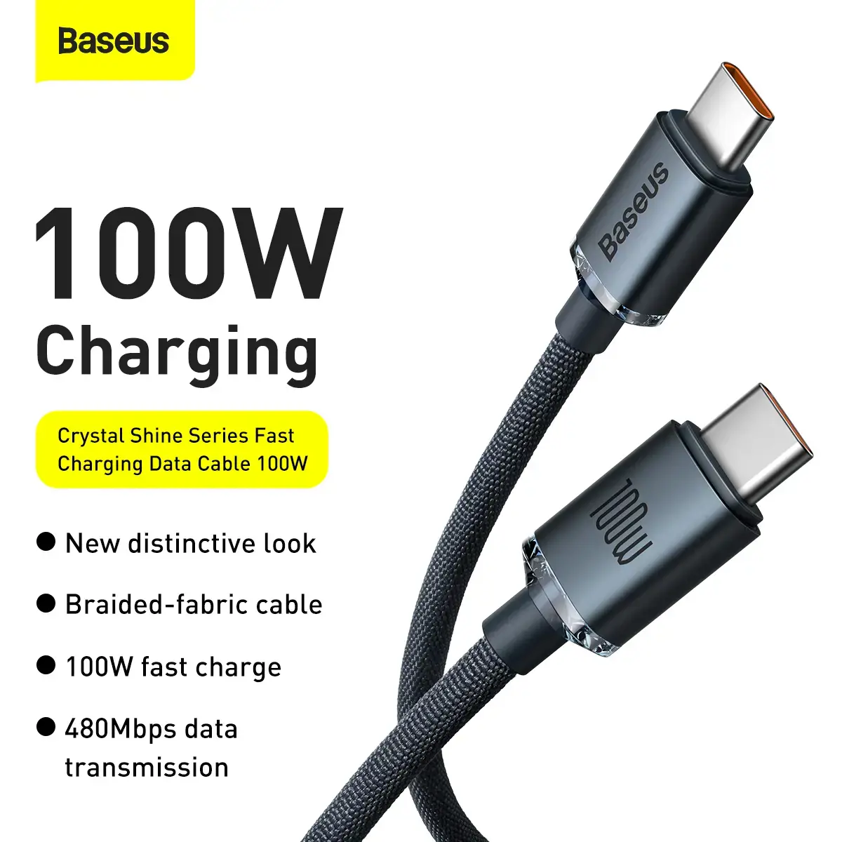 Baseus Crystal Shine Series cable USB cable for fast charging and data transfer USB Type C - USB Type C 100W 2m black (CAJY000701)