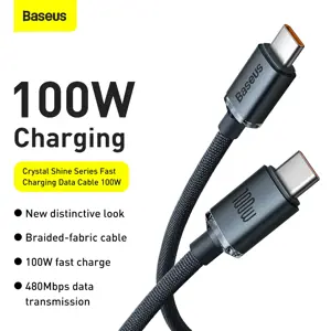 Baseus Crystal Shine Series cable USB cable for fast charging and data transfer USB Type C - USB Type C 100W 2m black (CAJY000701)