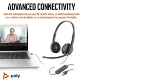 POLY Blackwire 3220 Stereo USB-C Headset +USB-C/A Adapter, Wired, Business/Everyday, 119 g, Headset, Black