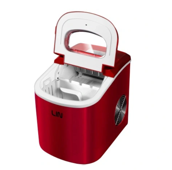 Nešiojamasis ledo kubelių gamintojas LIN ICE PRO-R12 raudonas