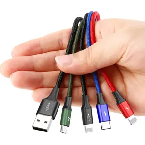 Baseus 2x Lightning | USB Type C | micro USB nylon braided cable 3.5A 1.2m black (CA1T4-A01)