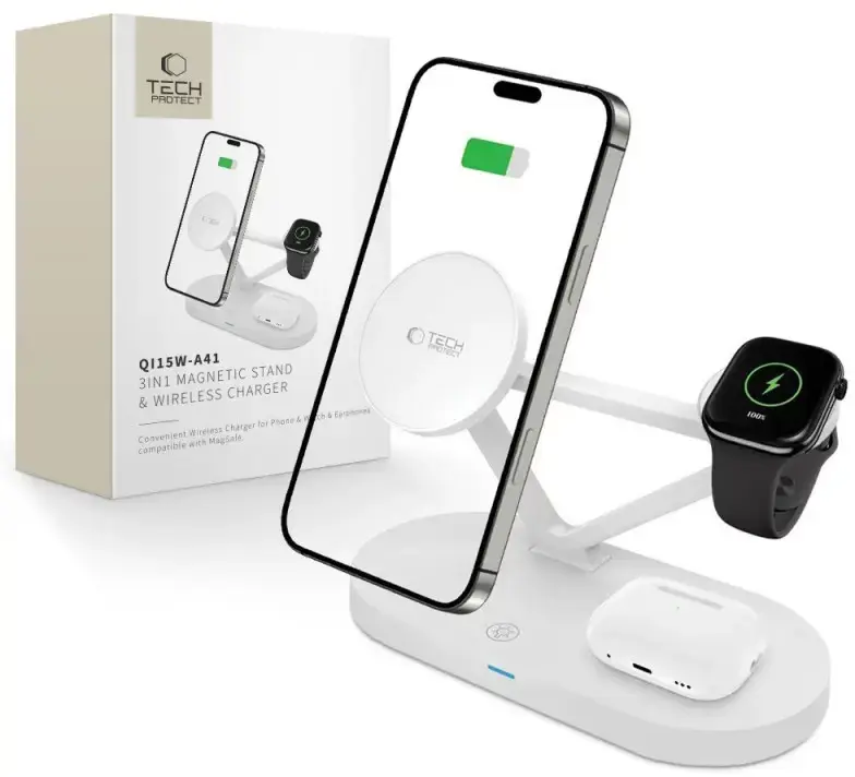 Tech-Protect wireless charger A41 3in1 QI15W, white