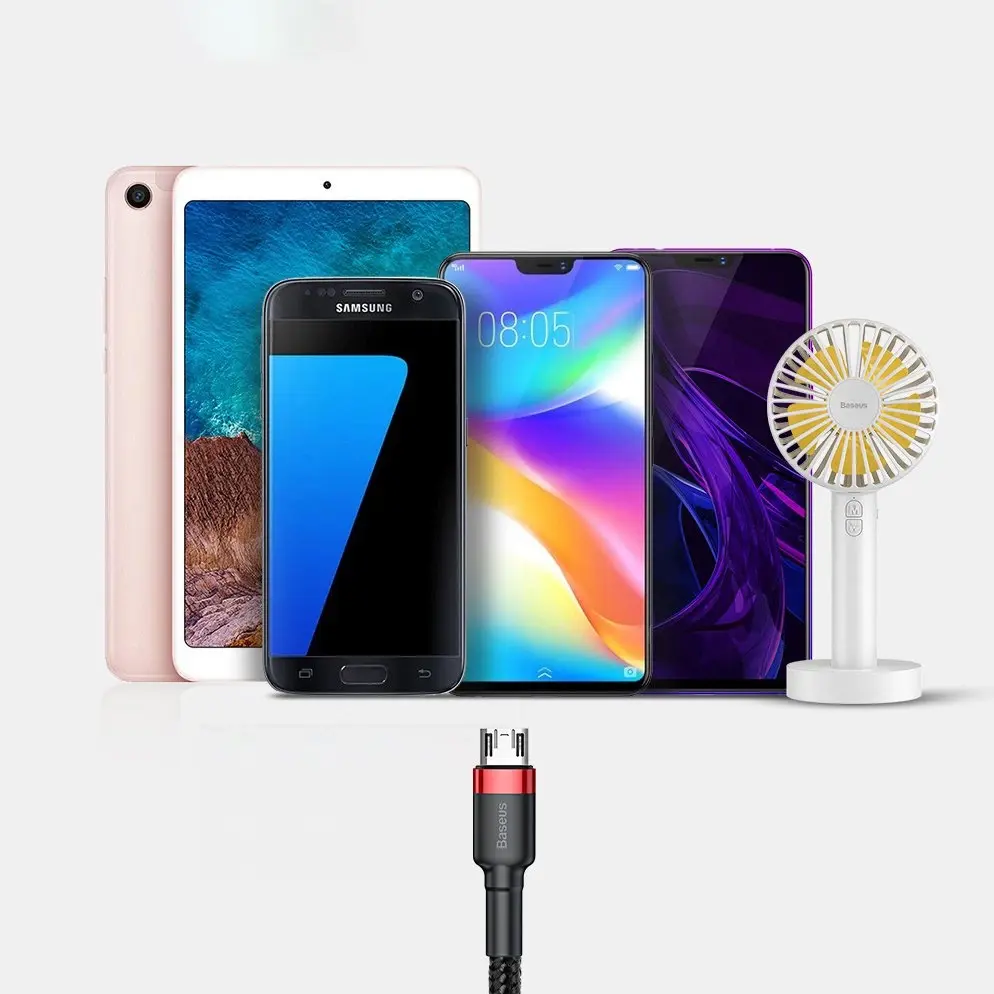 Baseus Cafule Cable Durable Nylon Braided Wire USB | micro USB 2A 3M black-red (CAMKLF-H91)