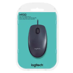 "Logitech" pelė M100, dvipusė, optinė, A tipo USB, 1000 DPI, pilka