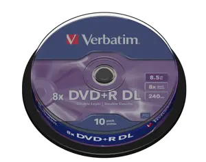 VERBATIM 43666 DVD+R DL Verbatim cake box 10 8,5GB 8x matinis sidabrinis