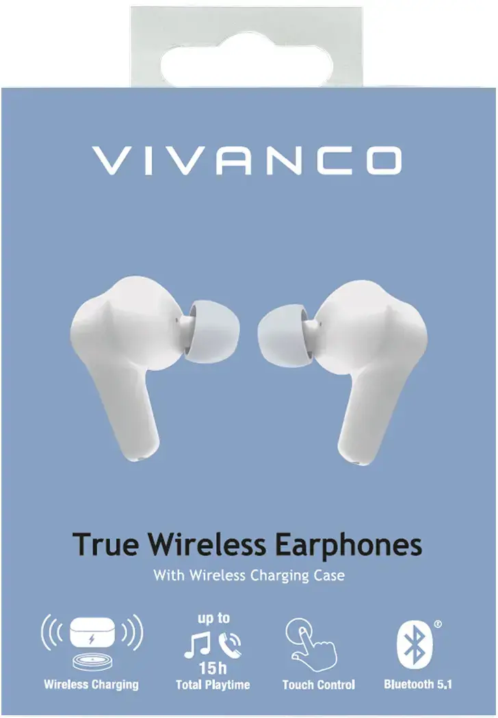 "Vivanco" belaidės ausinės "Comfort Pair TWS", baltos (62599)