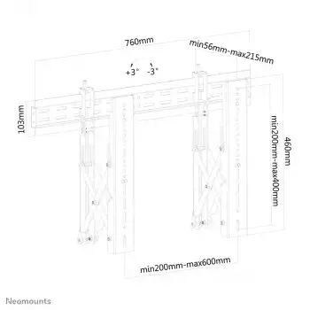 "Neomounts by Newstar" vaizdo sieninis laikiklis, 50 kg, 81,3 cm (32"), 190,5 cm (75"), 200 x 200 mm, 600 x 400 mm