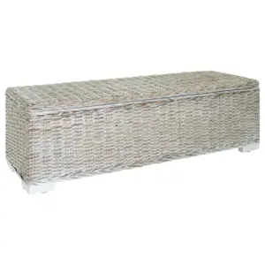 Daiktadėžė, balta, 110cm, Kubu ratanas ir raudonmedžio masyvas