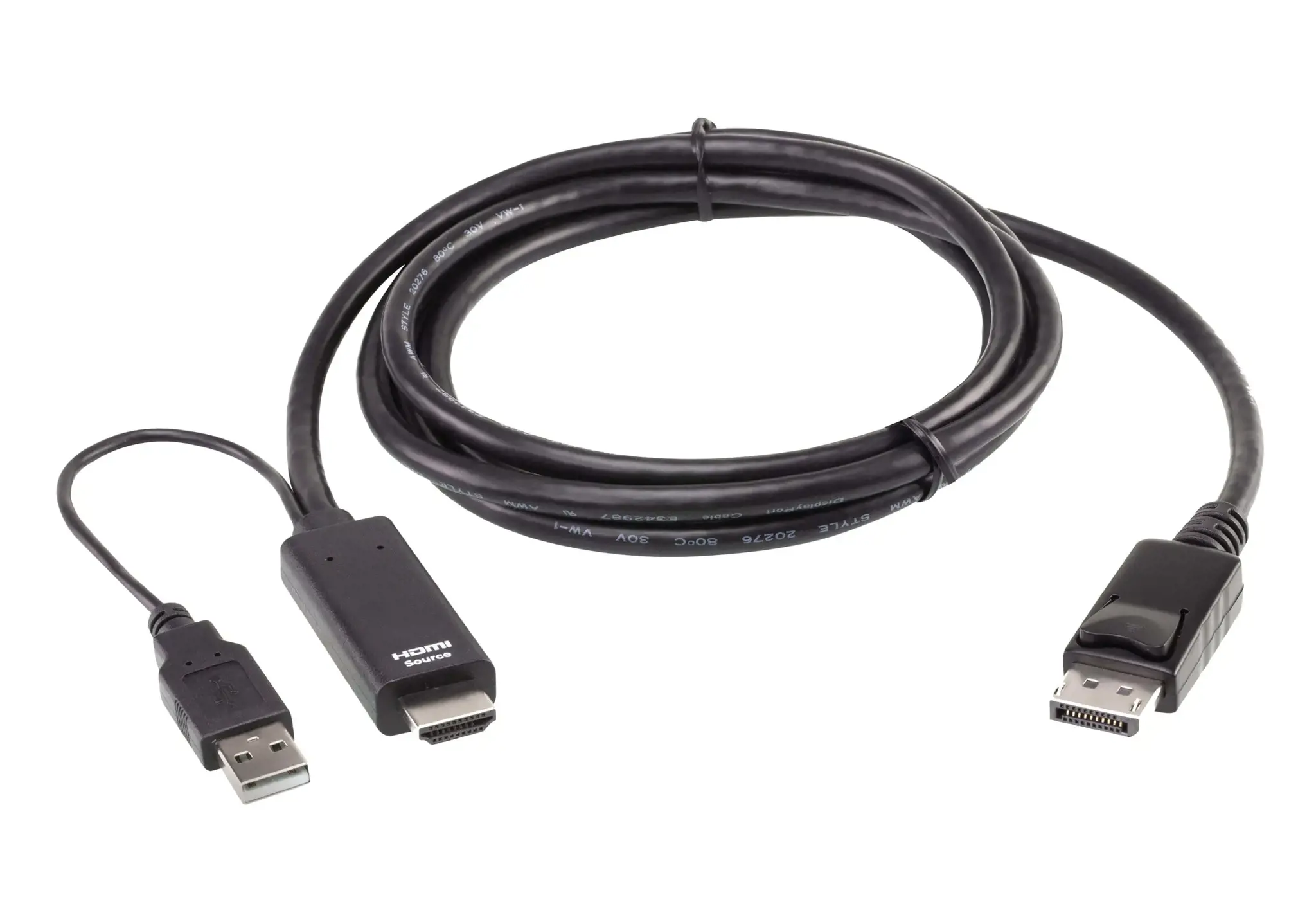 ATEN True 4K 1.8M HDMI ir DisplayPort kabelis, 1,8 m, HDMI + USB, DisplayPort, vyriškas, vyriškas, tiesus