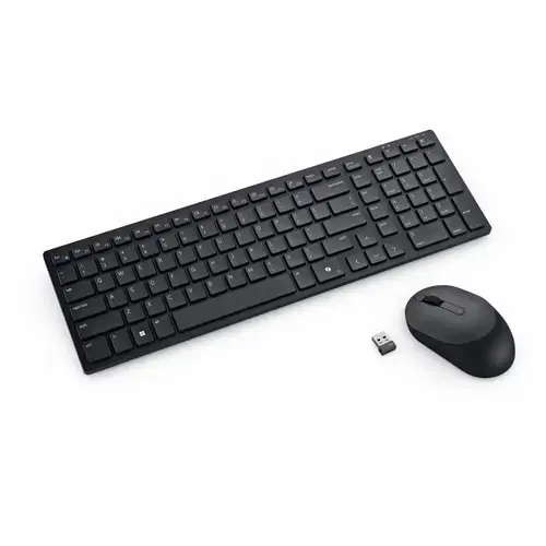 Dell Compact KM555 Silent Belaidė klaviatūra + pelė, RF Wireless + Bluetooth, US Int, Juoda