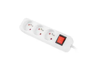 LANBERG PS1-03E-0150-W Lanberg 1,5 m baltos spalvos LANTERGE CURVE 3X 230V PL su grandinės pertraukikliu, pilnas varis