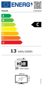 Philips | 27E2N2500/00 | 27 " | IPS | Quad HD | 16:9 | 120 Hz | 4 ms | 2560 x 1440 pixels | 300 cd/m² | HDMI ports quantity 1 | Black