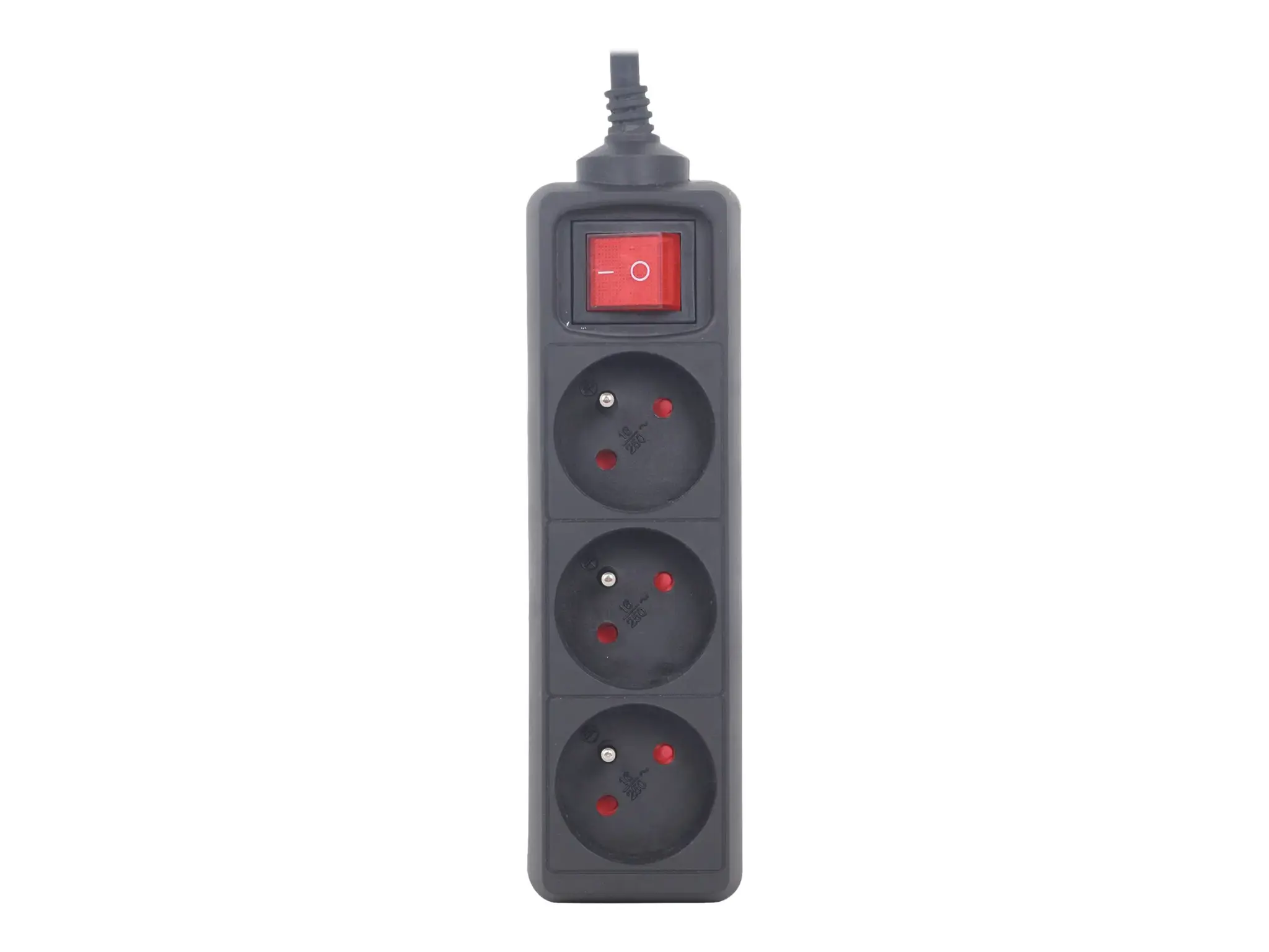 Gembird EG-PSU3F-01 UPS maitinimo juosta, 3 FR lizdai, C14 kištukas, 10 A, 0,6 m ilgio kabelis, juoda spalva