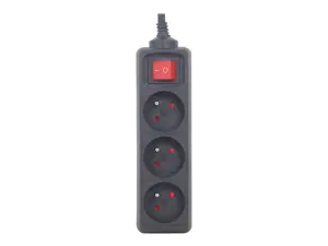 Gembird EG-PSU3F-01 UPS maitinimo juosta, 3 FR lizdai, C14 kištukas, 10 A, 0,6 m ilgio kabelis, juoda spalva