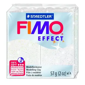 Modelinas FIMO EFFECT, 57 g, su blizgučiais, balta sp.